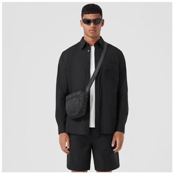 버버리 남성 베이직 블랙 셔츠 - Burberry Mens Black Tshirts - b… - 1