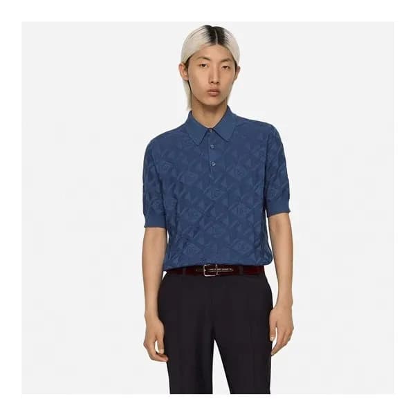 돌체앤가바나 남성 블루 폴로 반팔티 - Dolce&Gabbana Mens Blue Tshi… - 1