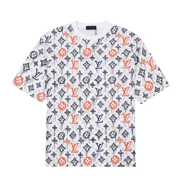 루이비통 남성 화이트 크루넥 반팔티 - Louis vuitton Mens White Sho… - 1