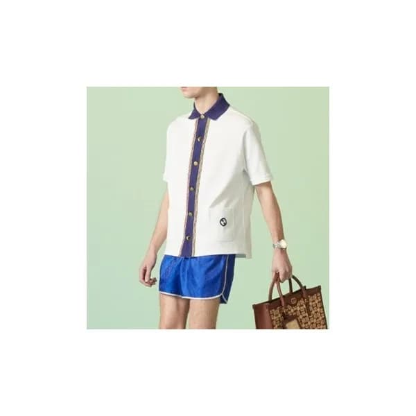 구찌 남/녀 화이트 폴로 반팔티 - Gucci Unisex White Short sleev… - 1