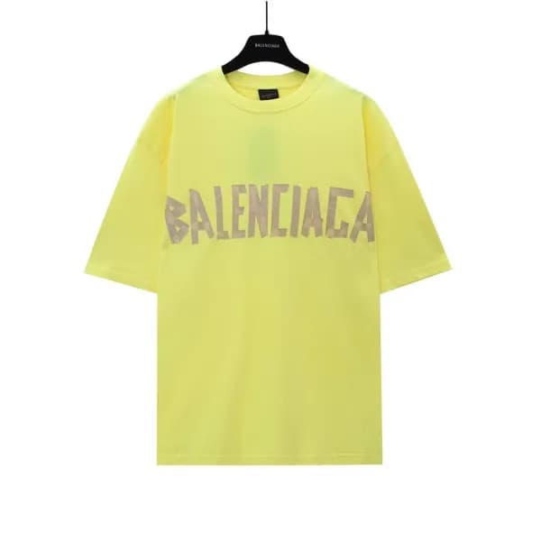 발렌시아가 남성 옐로우 크루넥 반팔티 - Balenciaga Mens Yellow Shor… - 1