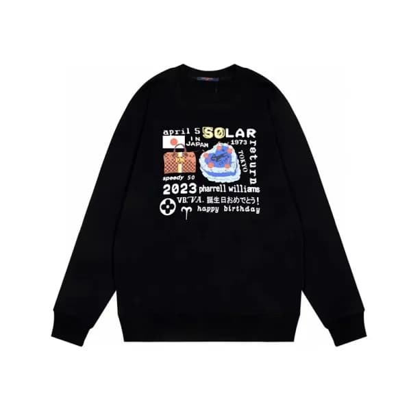 루이비통 남성 모던 블랙 맨투맨 - Louis vuitton Mens Black Tshir… - 1