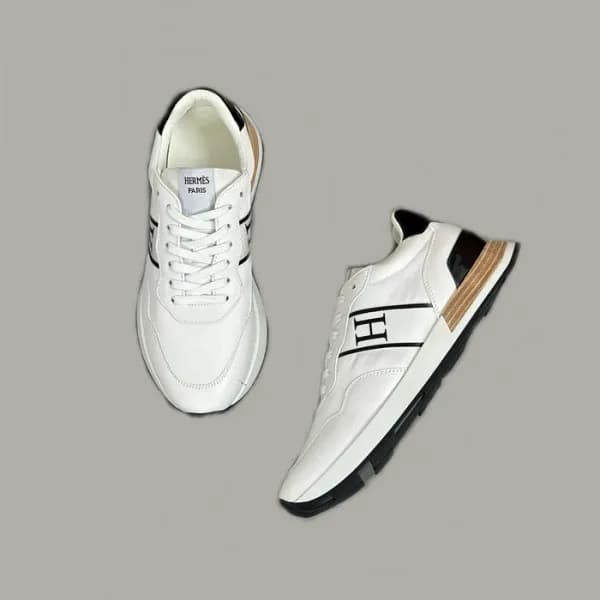 에르메스 남성 엔볼 화이트 스니커즈 - Hermes Mens White Sneakers -… - 1