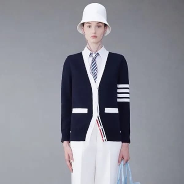 톰브라운 여성 브이넥 가디건 - Thom Browne Womens Cardigan - th… - 1