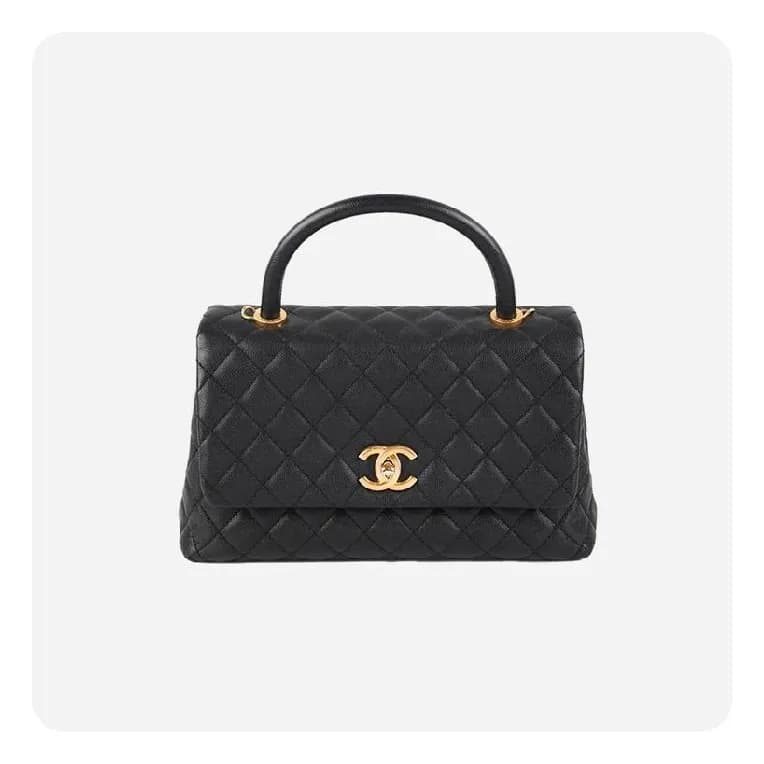 샤넬 코코핸들 미디움 블랙 골드 - Chane Coco Handle Medium Bag -… - 1