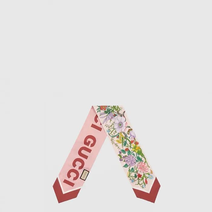 구찌 여성 트윌 플로라 프린트 넥 보우 스카프 - Gucci Womens Twill Flora Print Neck Bow Scarf - acc10811x - 1