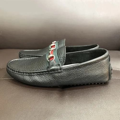 [구찌] 블랙 유팁 모카신 레더 남성용 신발 gu0003x - Gucci Black U-T… - 1