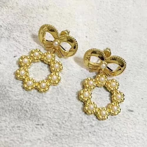 Dior Yellow Gold Earring - 디올 여성용 18k도금 옐로우 골드 … - 1
