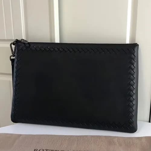 Bottega Veneta Leather Black Clutch Bag,30cm - 보테가… - 1