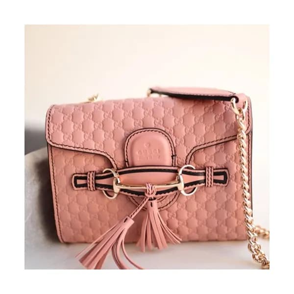Gucci Microssima Emily Leather Chain Tote Bag,18CM… - 1
