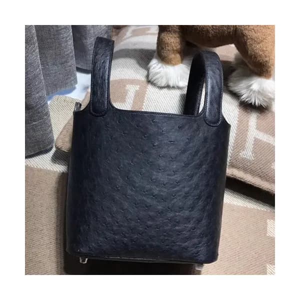 Hermes Picotin Lock Ostrich Leather Tote Bag,18cm … - 1