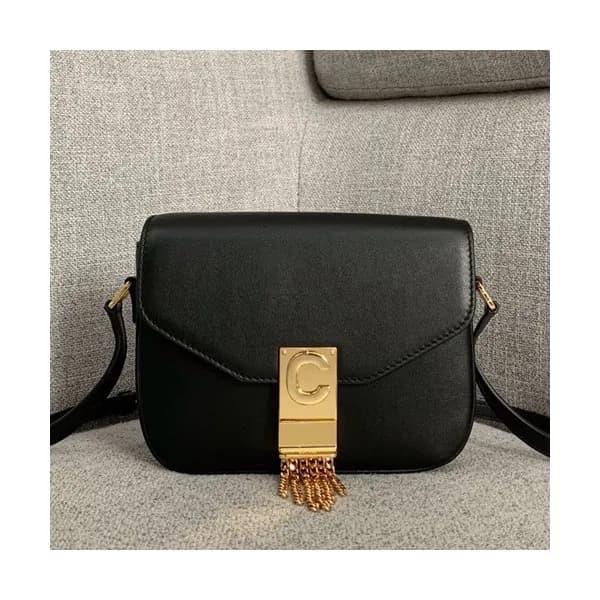 Celine 2019 C Leather Chain Shoulder Bag,17.5CM - … - 1