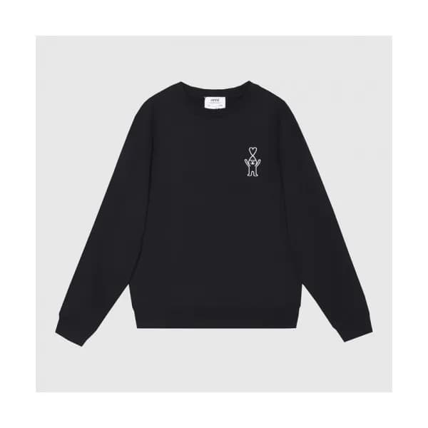 Ami Mens Logo Casual Cotton Man-to-man Black - 아미 … - 1