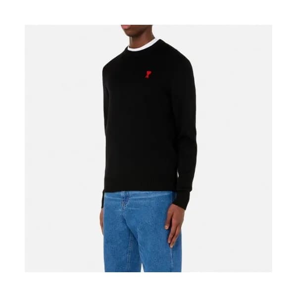 Ami Mm/Wm Logo Casual Turtle-neck Sweaters Black … - 1
