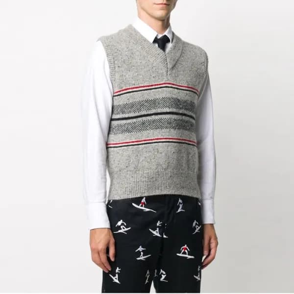 Thom Browne Mens V-neck Vest - 톰브라운 남성 브이넥 베스트 - t… - 1