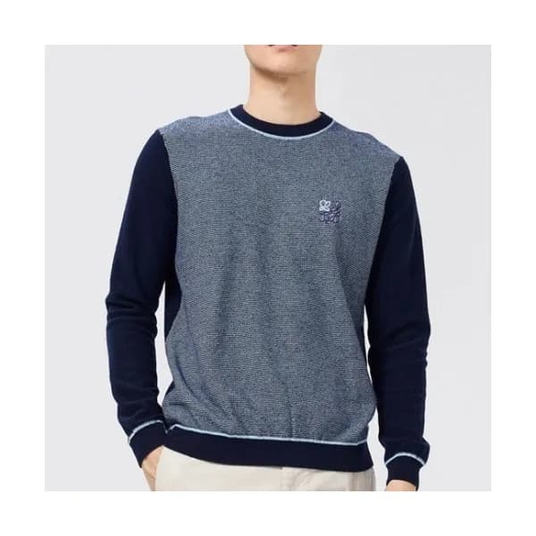 Loewe Mens Logo Crew-neck Sweaters Navy - 로에베 2021… - 1