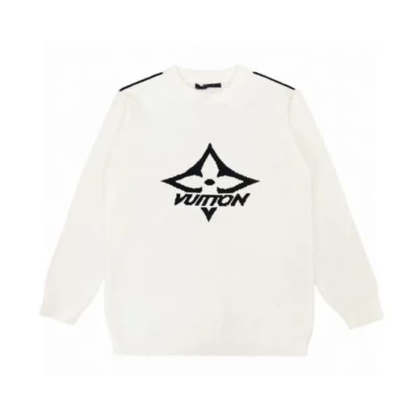 루이비통 남성 화이트 크루넥 니트 - Louis vuitton Mens White Swea… - 1