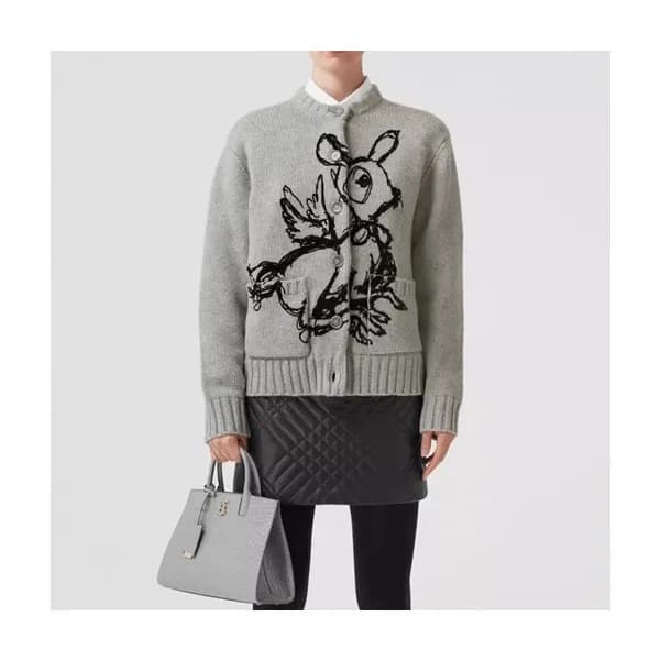 버버리 남성 브이넥 그레이 가디건 - Burberry Mens Gray Cardigan -… - 1