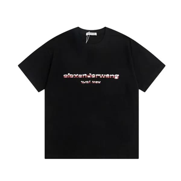 알렉산더왕 남성 이니셜 블랙 반팔티 - Alexander wang Mens Black Ts… - 1