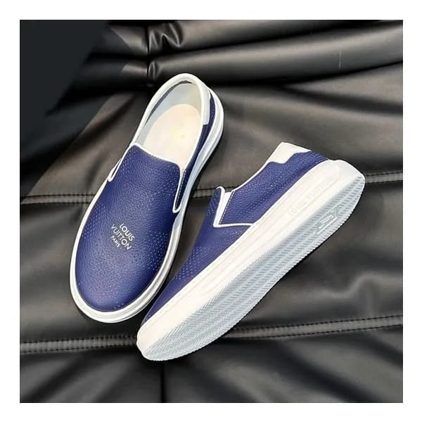 루이비통 남성 모던 블루 로퍼 - Louis vuitton Mens Blue Loafer … - 1