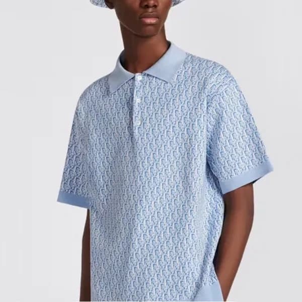 디올 남성 블루 폴로 반팔티 - Dior Mens Black Short sleeved Ts… - 1