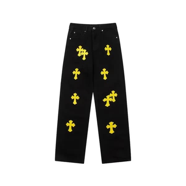 크롬하츠 남성 트렌디 블랙 청바지 - Chrom Hearts Mens Black Jeans… - 1