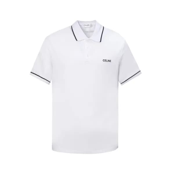 셀린느 남성 화이트 폴로 반팔티 - Celine Mens White Short sleeve… - 1