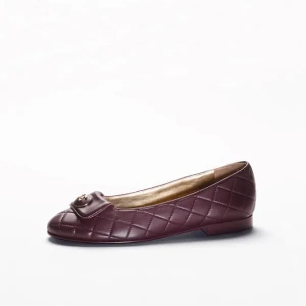샤넬 여성 버건디 플랫 - Chanel Womens Burgundy Flat Shoes -… - 1
