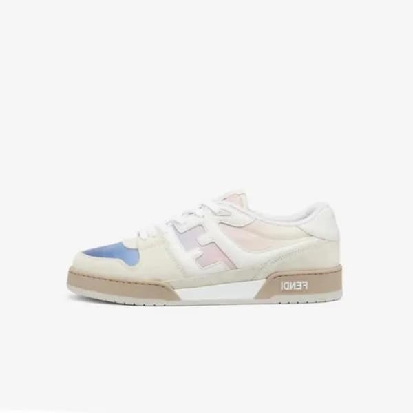 펜디 남성 매치 핑크 스웨이드 로우탑 스니커즈 - Fendi Mens Pink Sneake… - 1