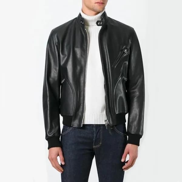 톰포드 남성 블랙 가죽 자켓 - Tom Ford Mens Black Jackets - to… - 1