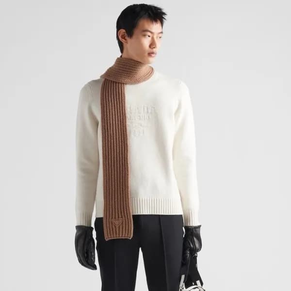 프라다 남성 크루넥 화이트 니트 - Prada Mens White Knits - prc30… - 1