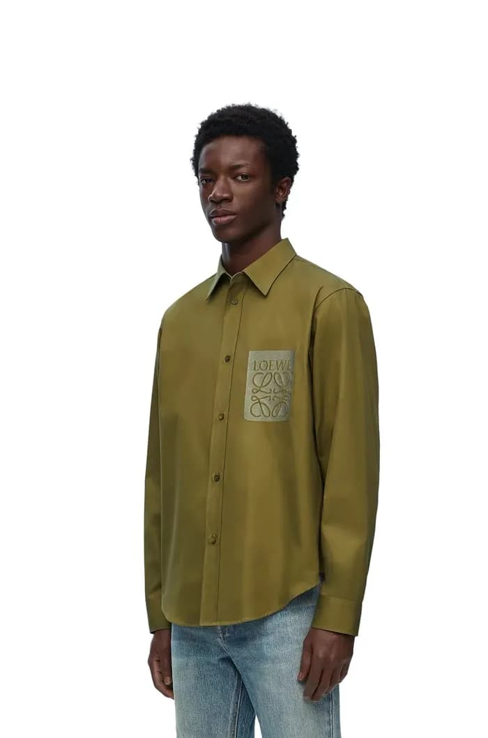 로에베 남성 카키 셔츠 - Loewe Mens Khaki Shirts - loc338x - 1