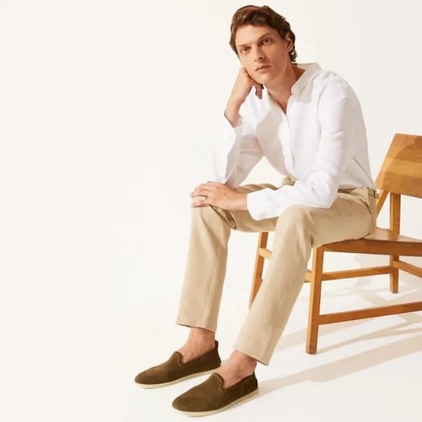 로로피아나 남성 카키 로퍼 - Loro Piana Mens Summer Walk Loafe… - 1