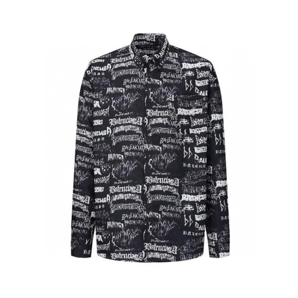 발렌시아가 남성 블랙 셔츠 - Balenciaga Mens Dress Shirts - ba… - 1