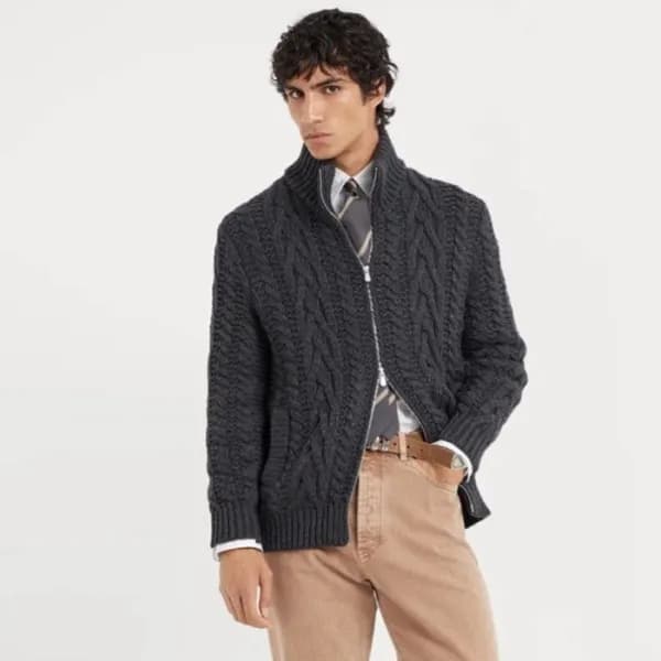 브루넬로쿠치넬리 남성 집업 니트웨어 - Brunello Cucinelli Mens Zip-… - 1