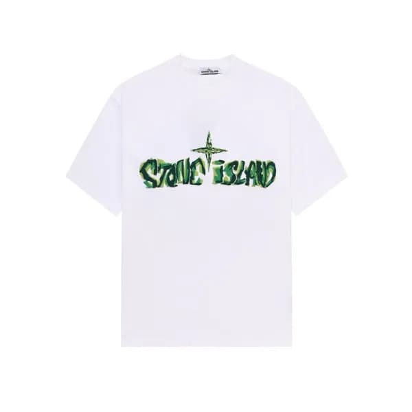 스톤아일랜드 남성 화이트 반팔 티셔츠 - Stone Island Mens White Tsh… - 1