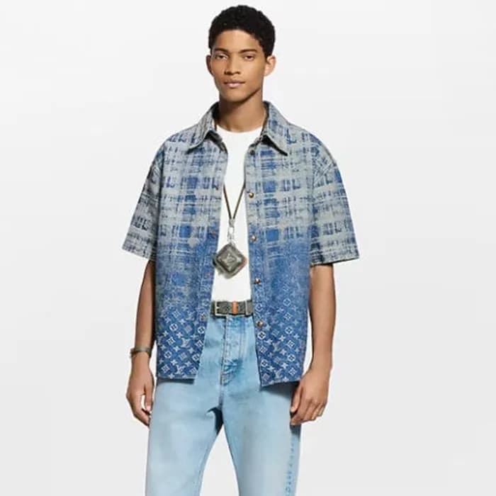 루이비통 남성 데님 반팔 셔츠 - Louis vuitton Mens Polo Shirts … - 1