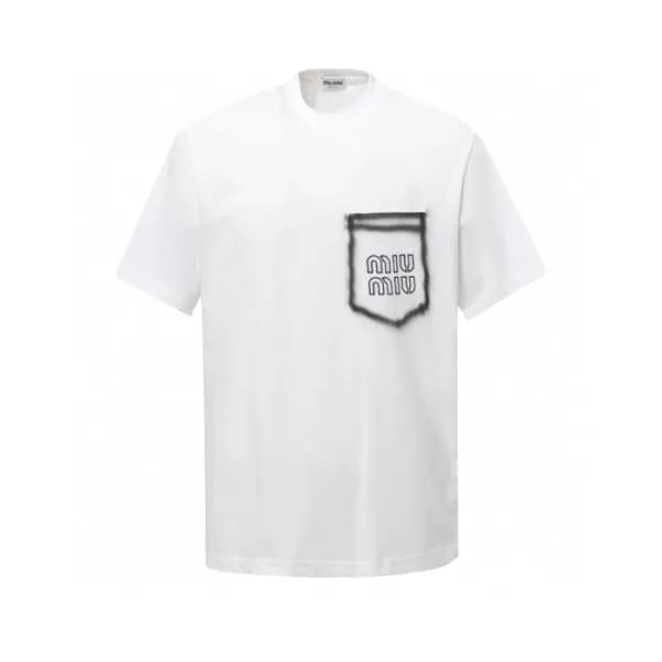 미우미우 남성 라운드 반팔 티셔츠 - Miumiu Mens Round Tshirt - mi… - 1