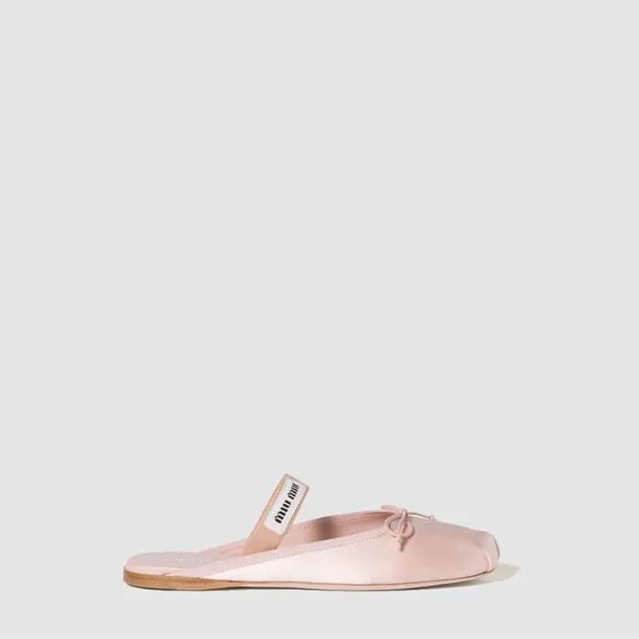 미우미우 여성 새틴 발레리나 뮬 - Miumiu Womens Satin Ballerina … - 1