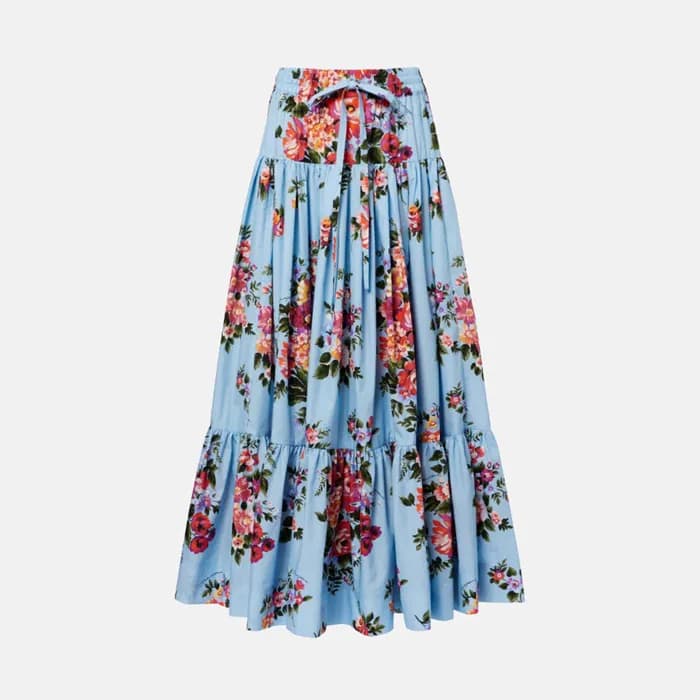 돌체앤가바나 여성 플로럴 포플린 맥시 스커트 - Dolce&Gabbana Womens Fl… - 1