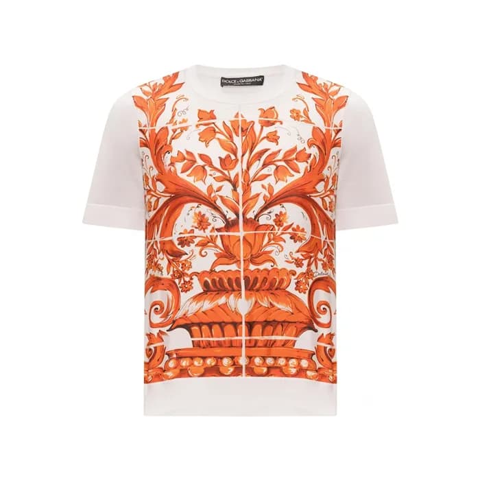 돌체앤가바나 여성 마졸리카 프린트 티셔츠 - Dolce&Gabbana Womens Majo… - 1