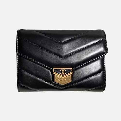 Chanel 2018 Ladies Flap Small Gold Logo Wallet A81… - 1