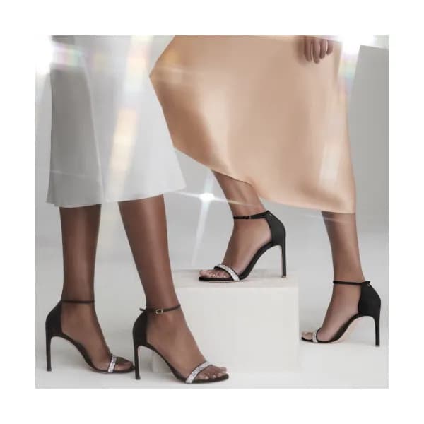 Stuart Weitzman 2019 Womens Suede Glitter Strap Sa… - 1