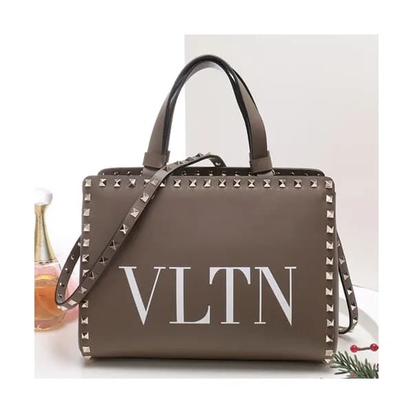 Valentino 2019 Leather VLTN Garavani Rockstud Tote… - 1