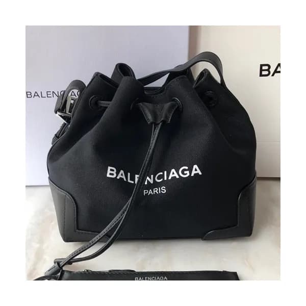 Balenciaga 2019 Canvas & Leather Bucket Shoulder C… - 1