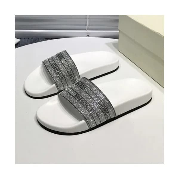 Balenciaga 2019 Mm/Wm Logo Glitter Leather Slipper… - 1