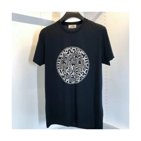 Hermes 2020 Mens Crew-neck Silket Short Sleeved Ts… - 1