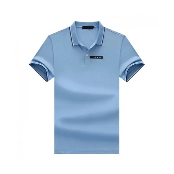 Prada Mens Basic Logo Short Sleeved Tshirts Blue … - 1