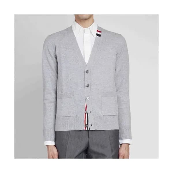 Thom Browne Mm/Wm Strap V-neck Cardigan Gray - 톰브… - 1