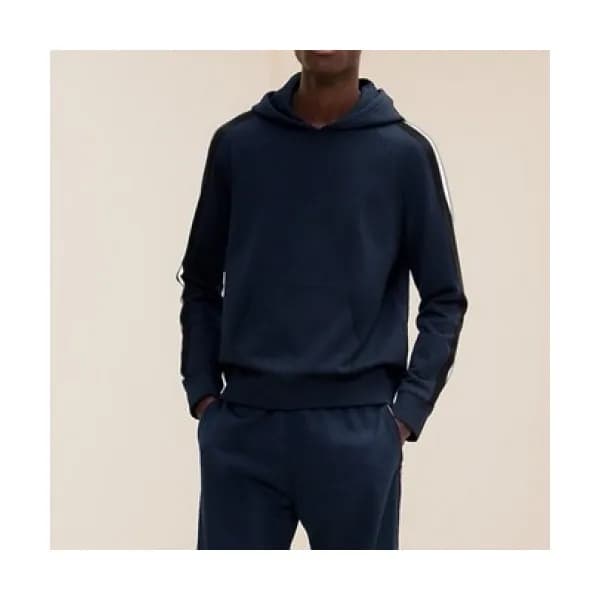 Hermes Mens Logo Casual Cotton Hoodie Navy - 에르메스 … - 1